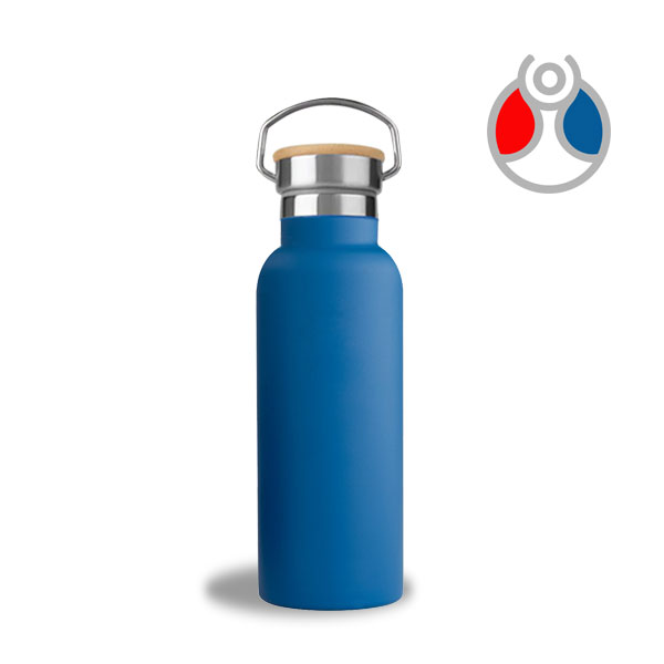 Blue Bottle 500 ml rvs thermosfles met BPA-vrije bamboo dop